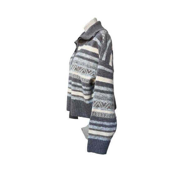 Frye NWT Ultra-Soft Striped Half-Zip Sweater XL Gray Beige Blend Womens Knitwear - Picture 6 of 10